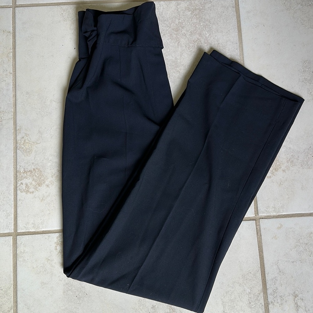 MaxMara Wool Black Trouser Pants with Wrap Belt